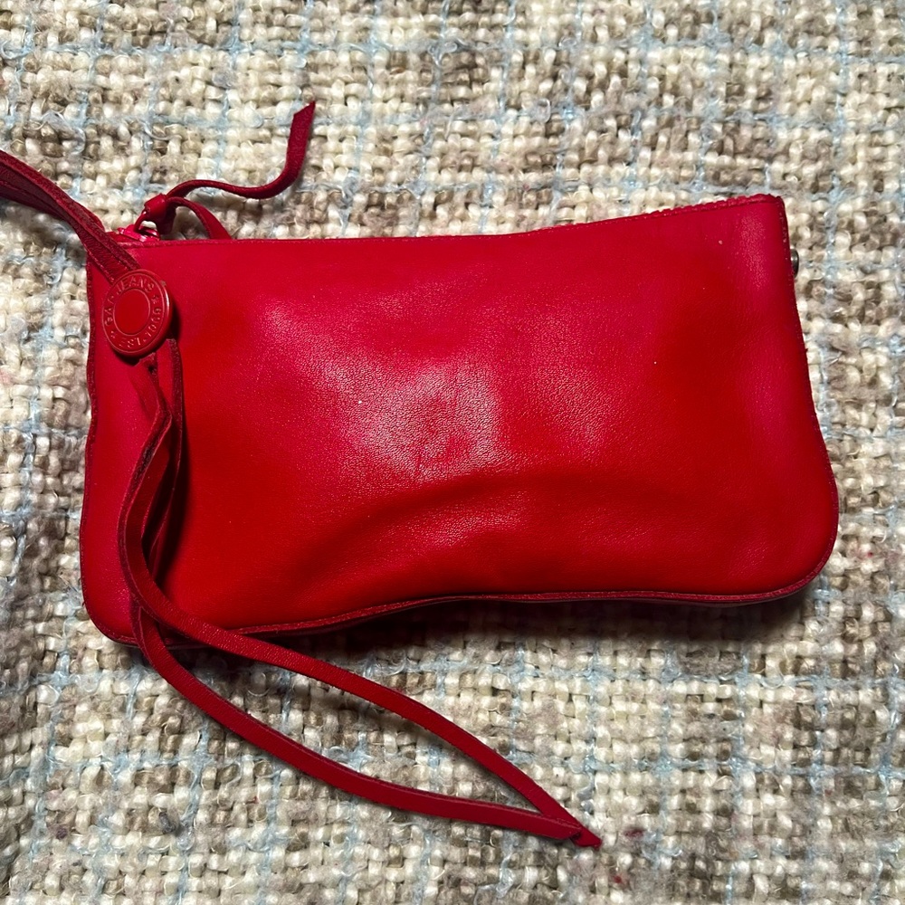 Red leather clutch / shoulder / wristlet